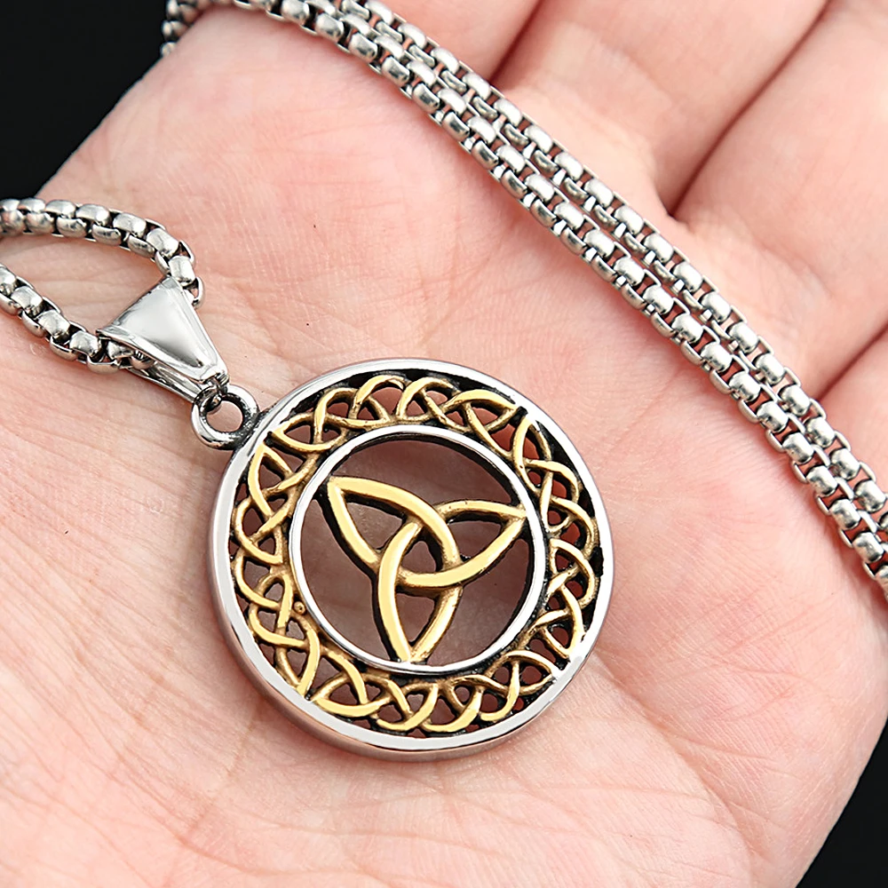 Fashion Vintage Viking Celtic Knot Necklace Men Women Stainless Steel Norse Trinity Pendant Amulet Jewelry Gifts Dropshipping image 6
