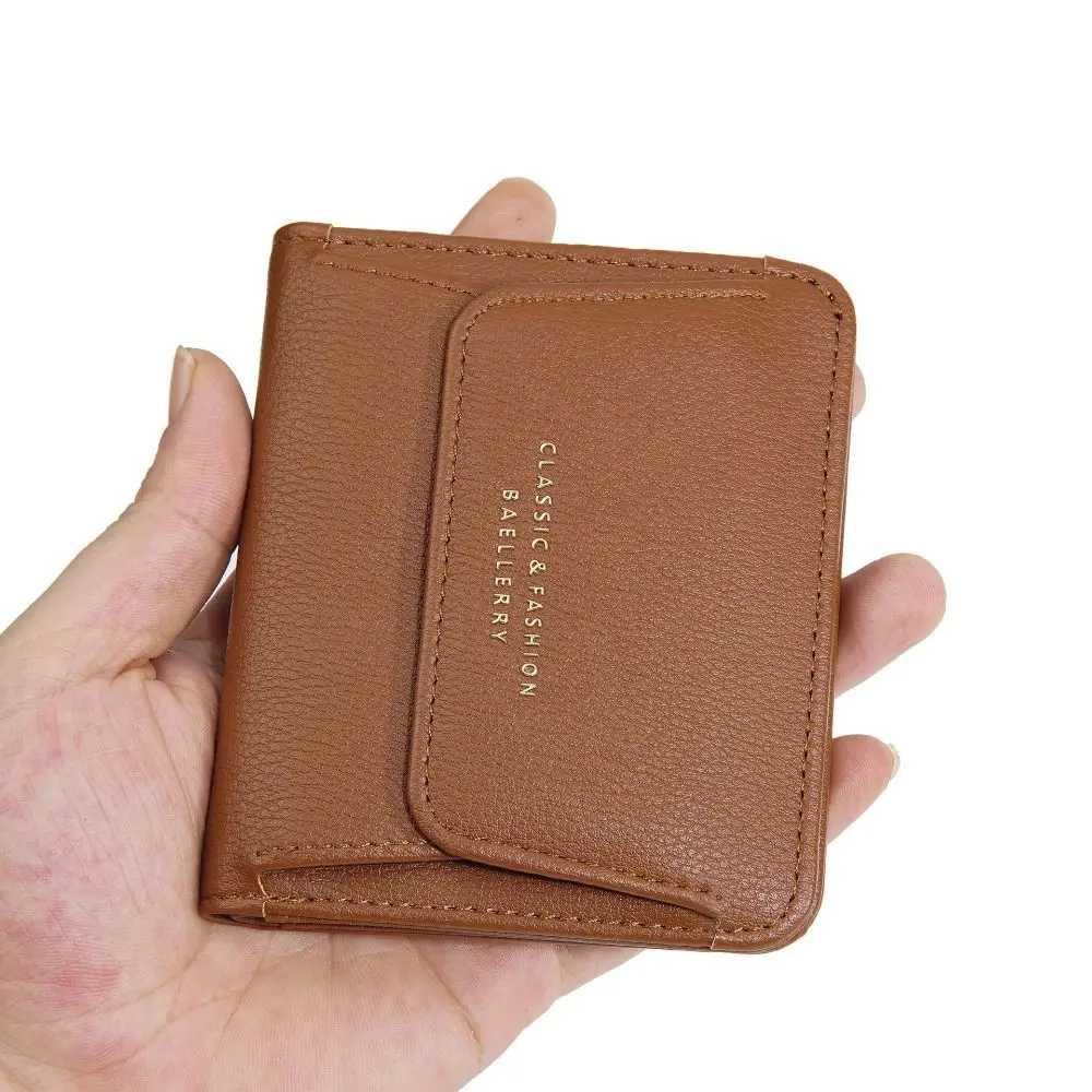 

Ins Elegant Women Short Wallet Large Capacity Pu Leather Brand Female Purses Compact Solid Color Business Card Holder Shopping