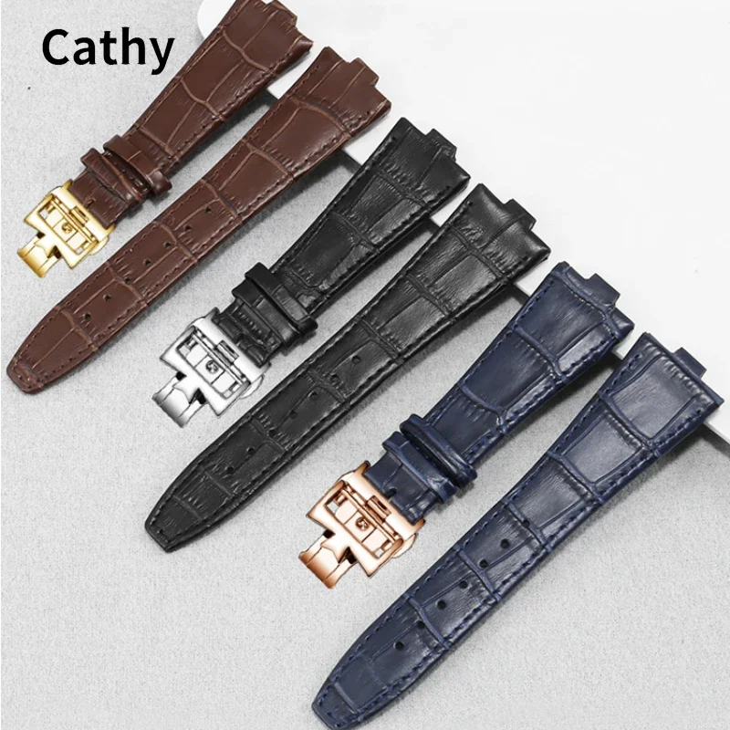 Genuine Leather Watch Band for Vacheron Constantin 500V 5500v P47040 Soft Comfortable Raised Mouth Cowhide Watch Strap 25x8mm