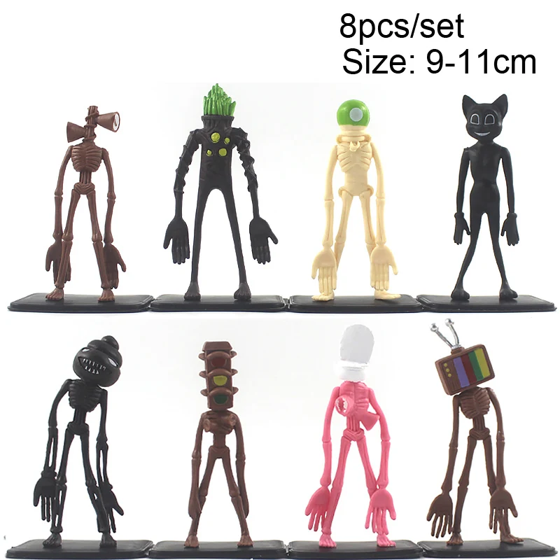 8pcs Siren Head Cosplay Action Figures Cartoon Sirenhead Figurines Urban Legendary Foundation Models Horror Scary Fans Halloween