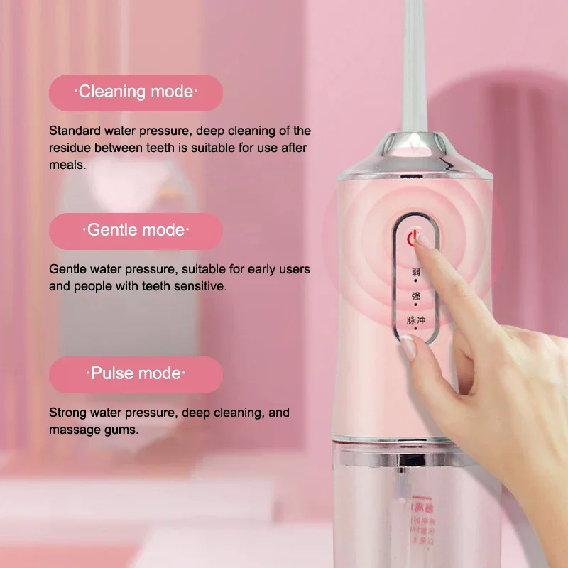 220ml USB Electric Water Floss, Intelligent Chip, Precise Pressure Control, 360 Degree Rotating Nozzle, Tooth Cleaning Device
