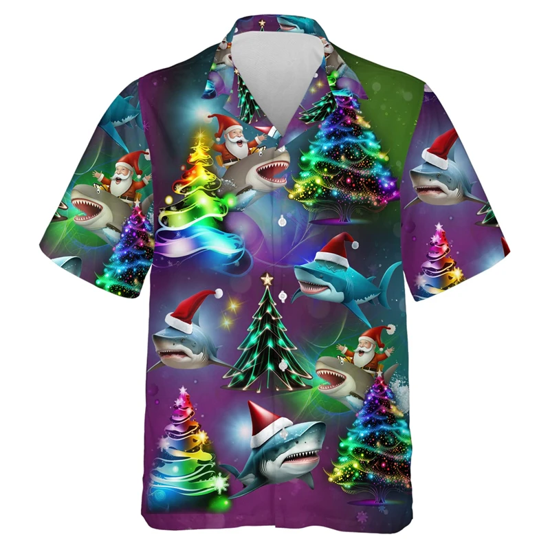 Lindo tiburón del océano estampado 3D blusa de solapa femenina regalos de vacaciones de moda diseño de Hip Hop camisa hawaiana de manga corta para hombres Tops