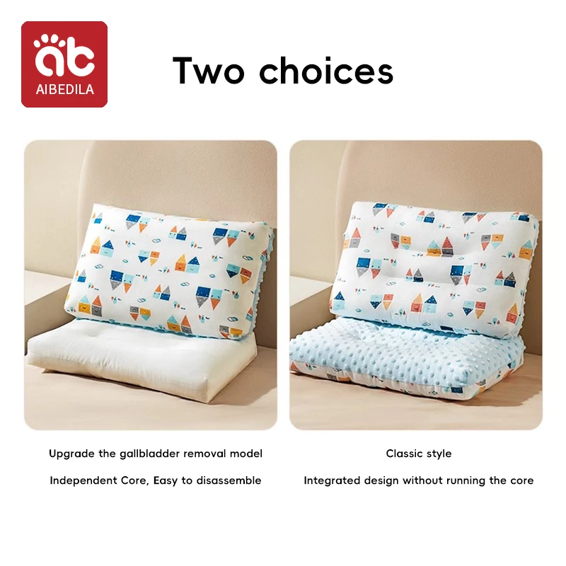 AIBEDILA Toddler Pillow Double Sided Breathable Soft Cotton Kids Pillow 50-30cm Neck guard Skin-friendly Small Pillow 1-6Y