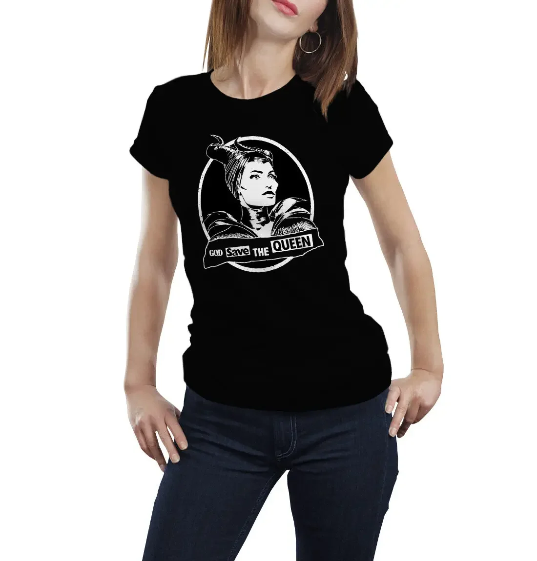 Malevolent tshirt angelina jolie witch sex pistols god save the queen