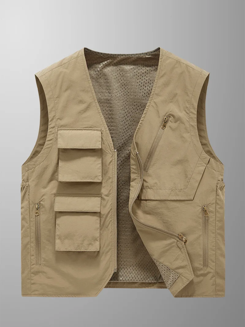 2024 New autumn outdoor quick-drying waistcoat male fishing photography vest vest vest with multiple pockets wear-resistant coat