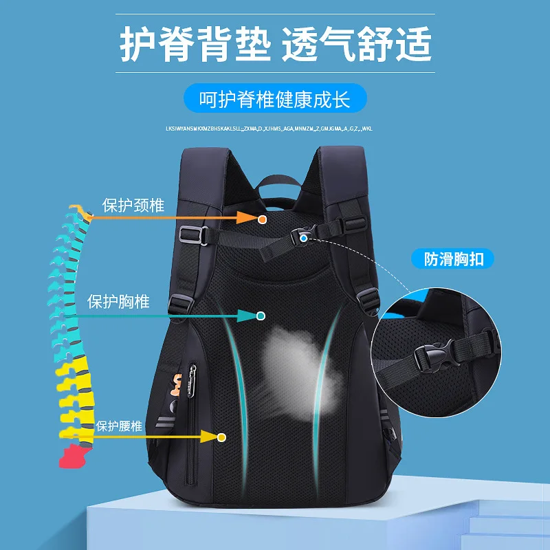 Breathable Backpack for Boys,Double Shoulder School Bag for Elementary Students,Ergonomic Kids Bookbag Back to School