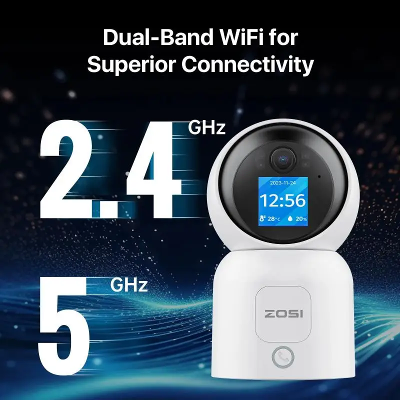 ZOSI-شاشة لاسلكية داخلية للأطفال ، تتبع تلقائي ، كاميرا مراقبة ذكية IP ، مكالمة فيديو ، شاشة عالية الدقة ، أو ، واي فاي 5G ، C519M ، 4MP