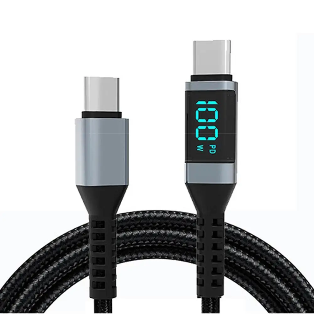 1Pcs PD100W Digital Display Fast Charging Data Cable LCD Display Suitable For Huawei Mobile Laptop Dual Public Type-C Data Cable