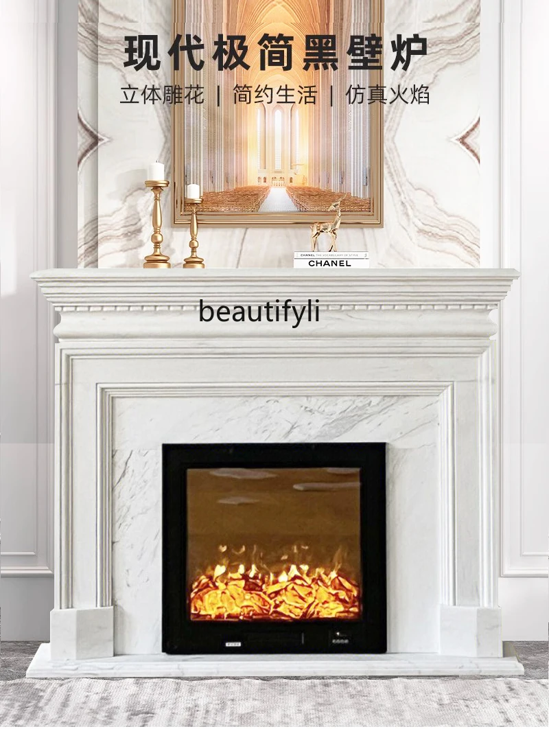 

Marble, French natural stone American fireplace, simple marble stone fireplace decorative cabinet