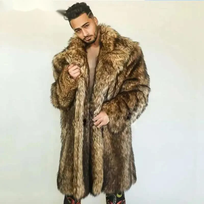 Men's Thickened Warm Faux Fur Coat Long Camping Niche Loose Heavy Industry Advanced Outdoor Autumn New Windbreakers XCDF5