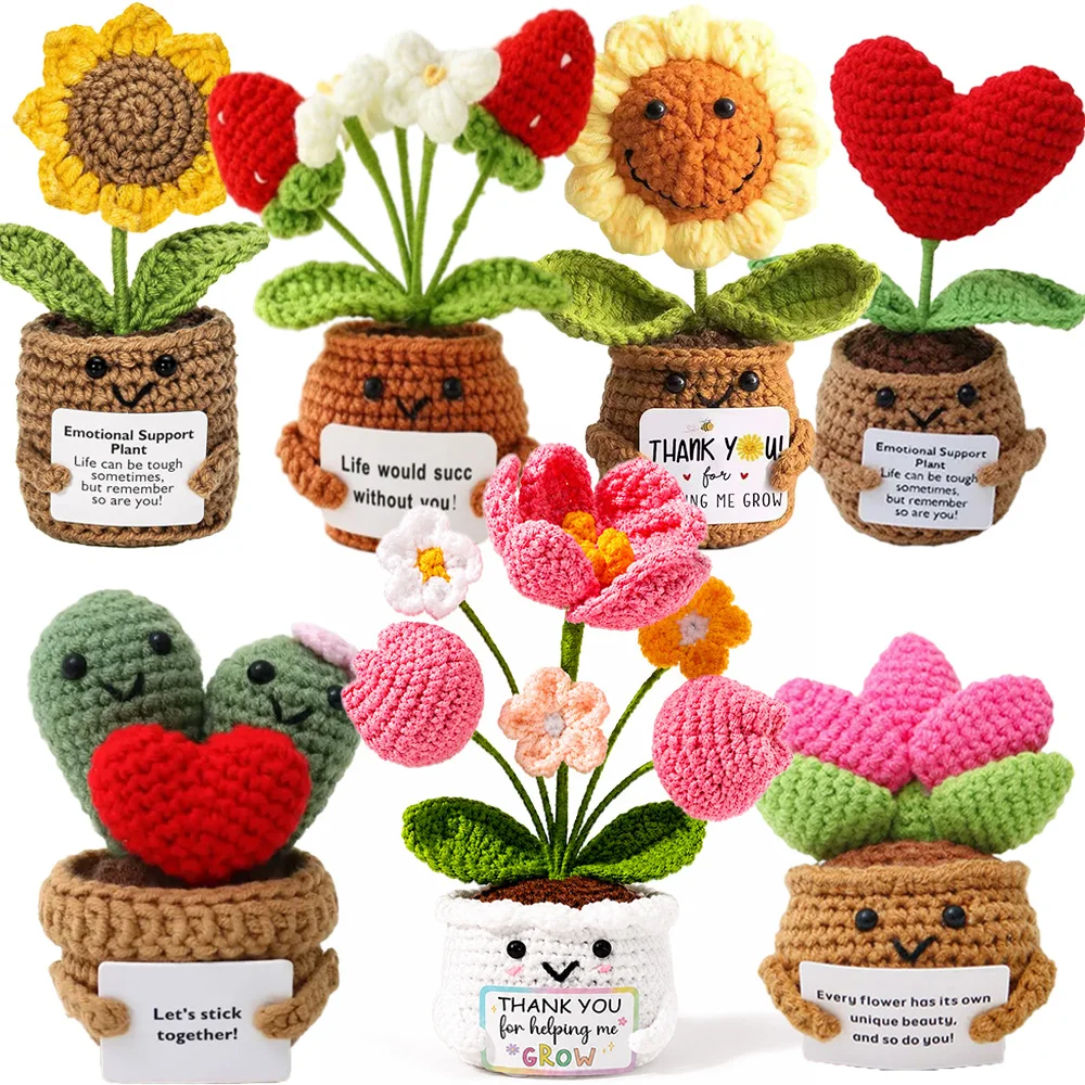 Muñeco de Patata de Energía Positiva, Mini Muñecos de Lana Tejidos a Mano para Abrazar, Divertidos Muñecos de Soporte Emocional, Regalo de Ganchillo para Cumpleaños