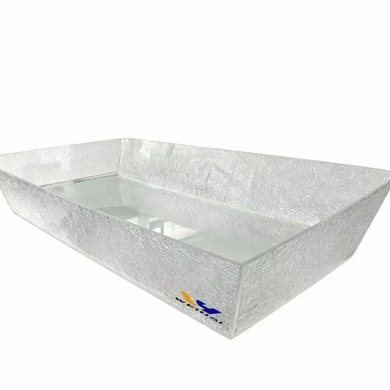 Transparent Acrylic Sushi Ice Tray Textured Sashimi Display Plate for Japanese Restaurant Commercial Seafood Serving Platter