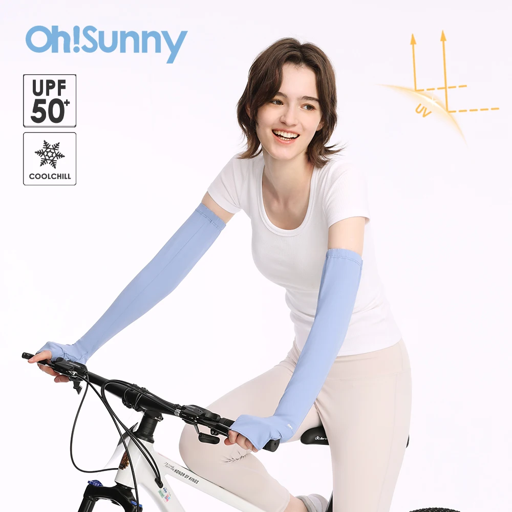 

OhSunny Cycling Arm Protection 2024 Summer New Sun Protective Long Sleeves Gloves Anti-UV UPF50+ Women Outdoor Arms Cover