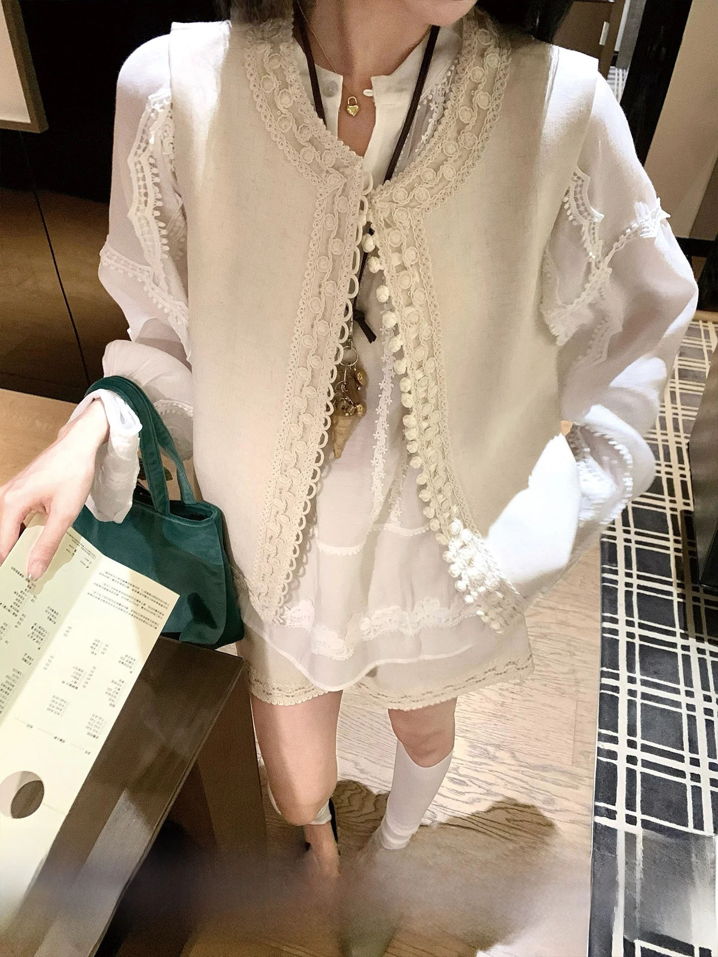 

French Country Holiday Heavyweight Design Linen Vest Vintage Aristocratic Sle Svel Top Polyester Fiber round Ne Sin...