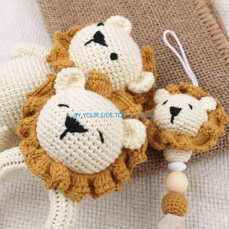 الطفل هوة كليب الكروشيه الأسد دمية مضغ التسنين سوار مهديء سلسلة صبي فتاة عضاضة دش الرضع هدية U6XE #5