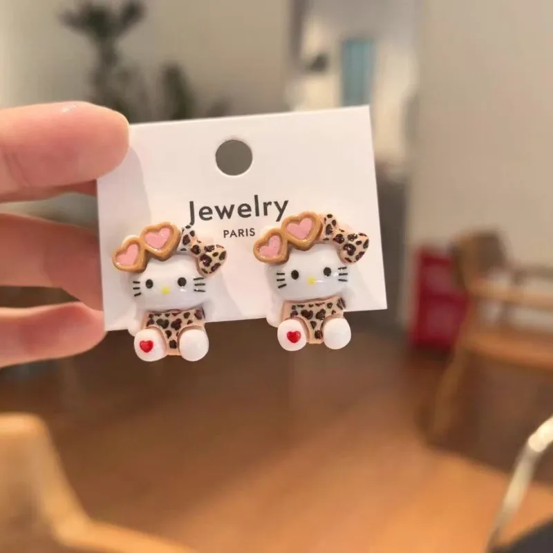 

Sweet Hello Kitt Anime Kawaii Sanrio Y2k Girls Ear Pendant Decoration Cute Cartoon Stud Earrings Accessories Gifts Toys