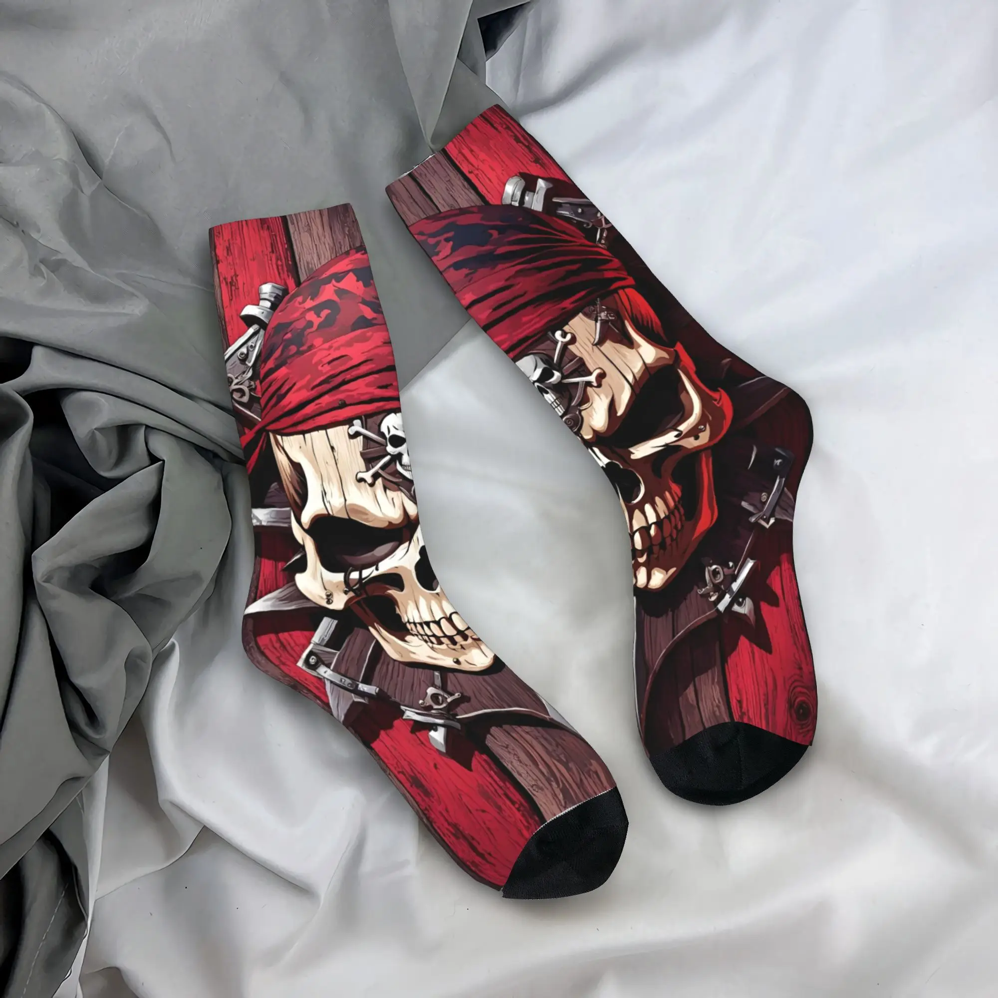 

Skull Pirate Socks Gothic Stockings Unisex Men High Quality Outdoor Socks Winter Design Anti-Slip Socks