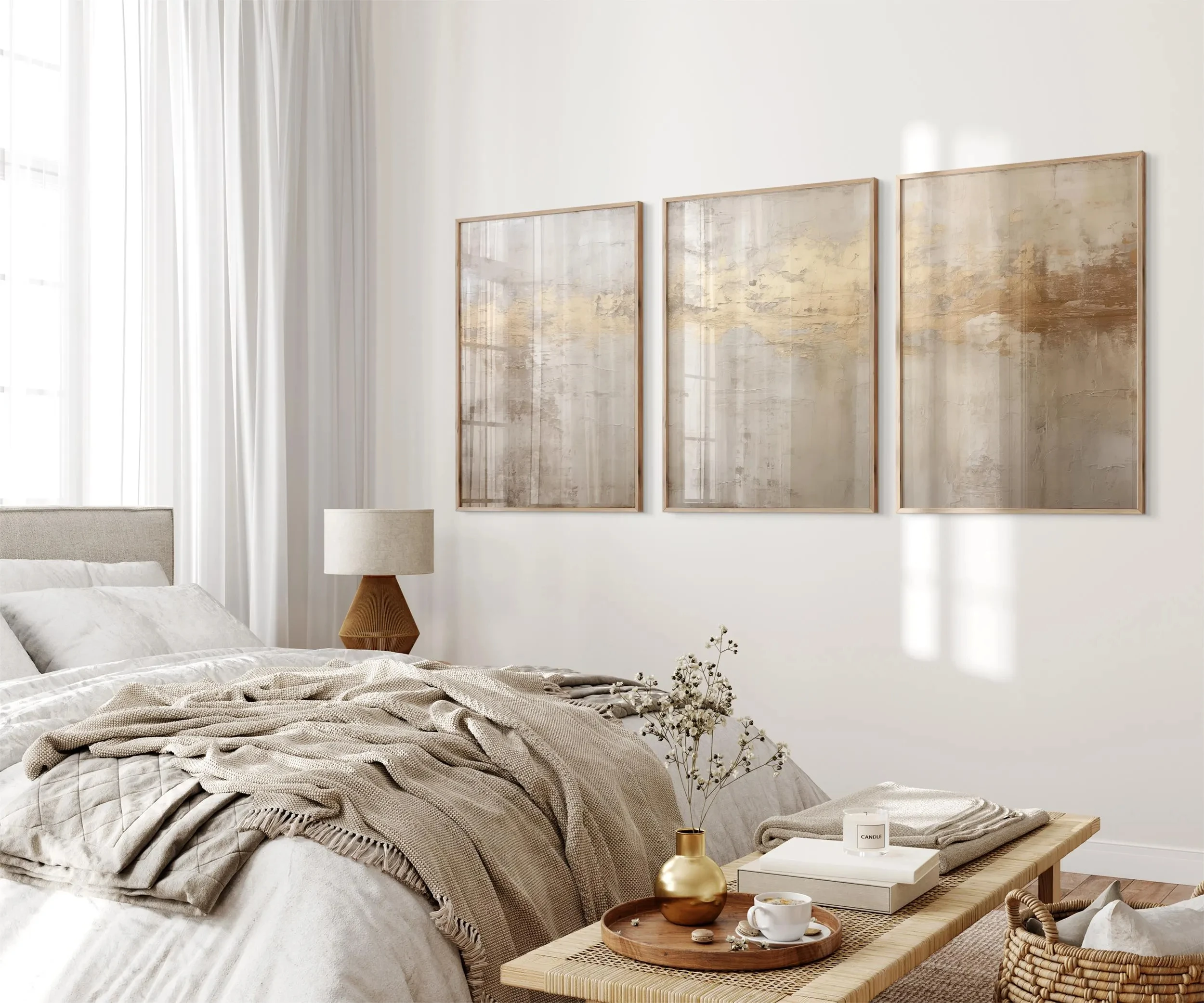 Neutral Gold Foil Abstract Can - Home Decor Minimal 评论和价格