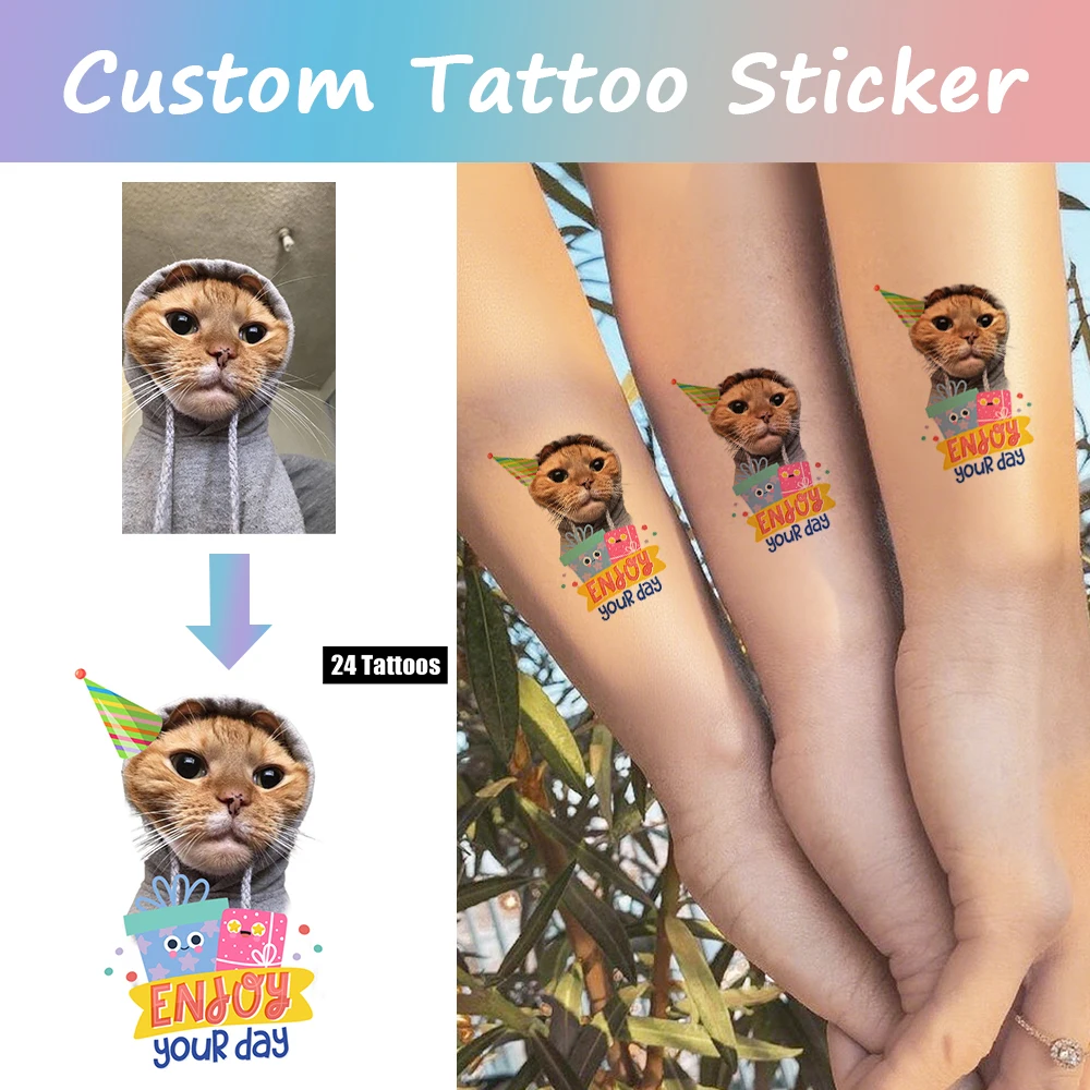 

24 Designs Happy Birthday Dear Friend Customized Personalized Waterproof Temporary Tattoo Sticker For Colorful Birthday Party