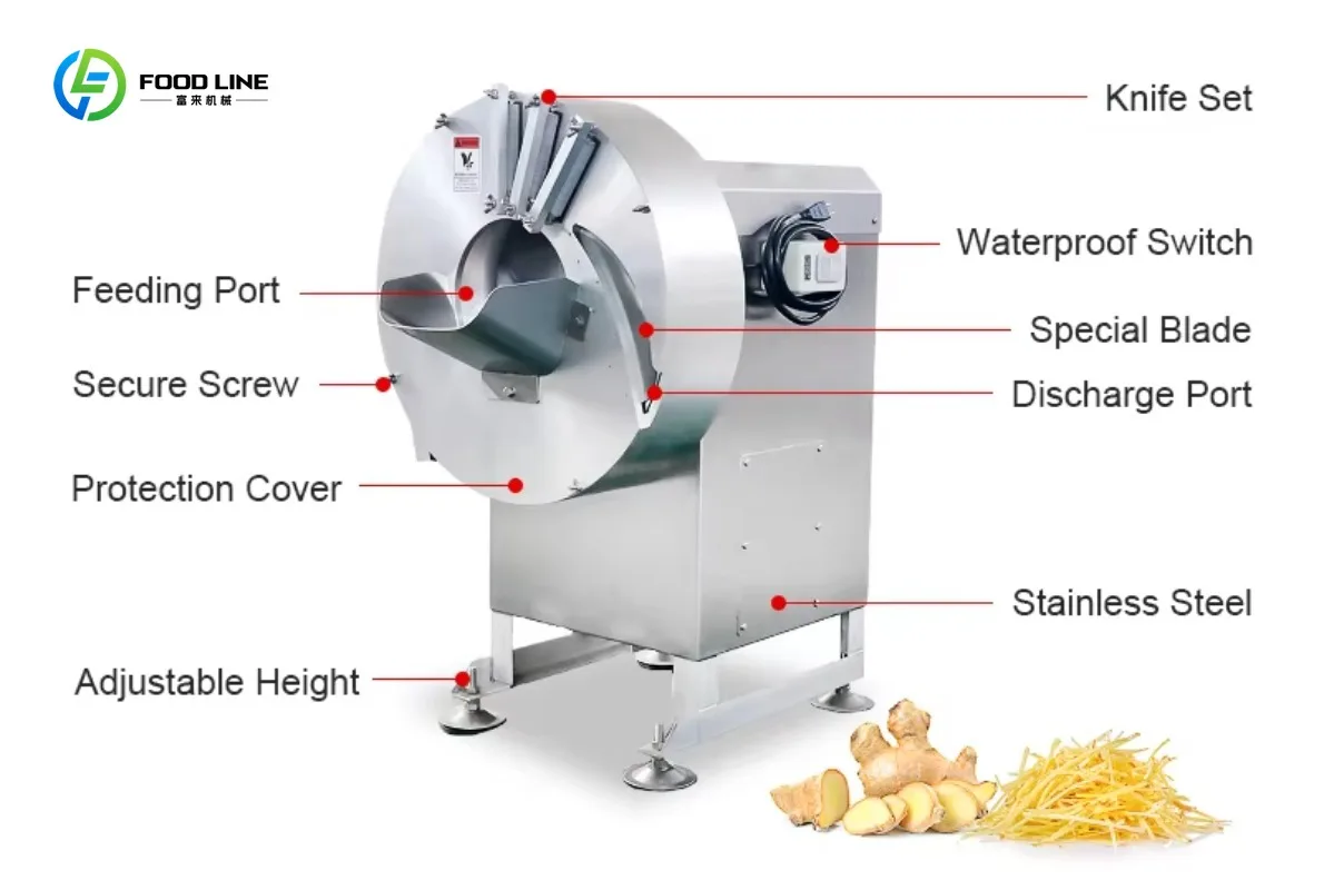 Customized Industrial Vegetable Cutting Machine Vegetables Fruit Ginger Potato Carrot Dicing Slicing Machine