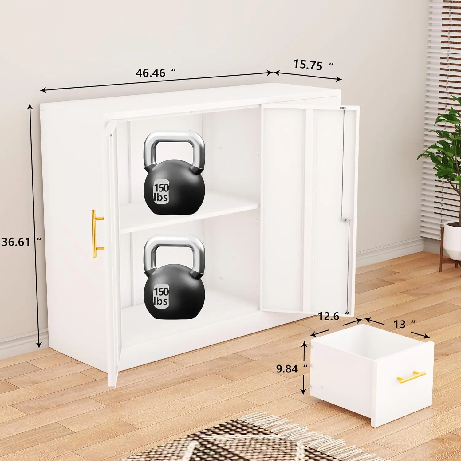 Metal Sideboard Cabinet 2 Doors 3 Drawers Lockable Storage Cupboard Console for Kitchen Dining Living Room Entryway, Customized