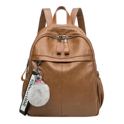 Genuine Leather Backpacks for Women Cowhide High Capacity Waterproof Backpack Trendy Women Bags Girl Travel School Bags