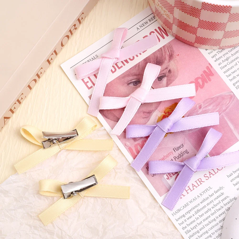 6/24PCS Korean Bowknot Hair Clips Ballet Ribbon Bow Hairpins Bang Clip Girls Mini Grabs Clips Women Headwear Hair Accessories