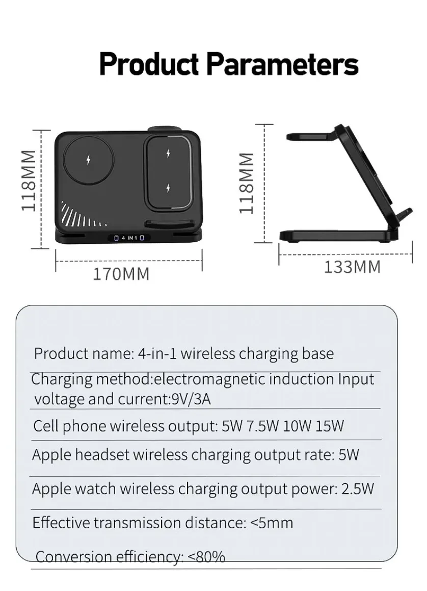4-in-1 Dual-Handy-Ladestation für iPhone 17~12, Samsung S25, Xiaomi, Airpods Pro, Apple Watch 11~2, Magnetisches Schnellladen – Detail 12