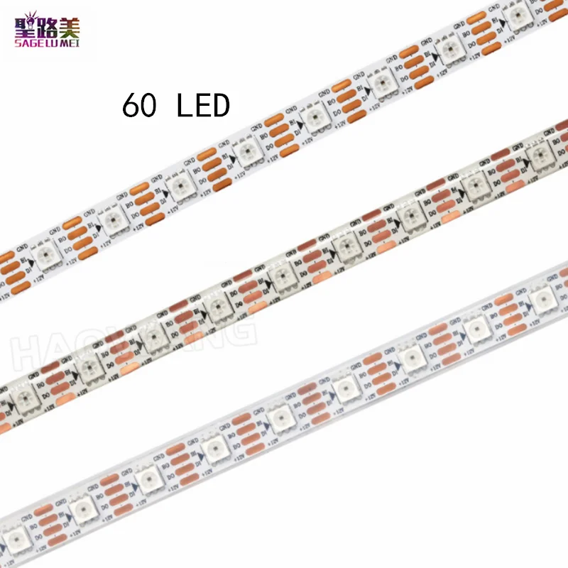 WS2815 DC12V (WS2812/WS2813) RGB LED Pixels Strip Light Individually Addressable LED Dual-Signal Tape 1m/5m 30/60/144 Chip/m