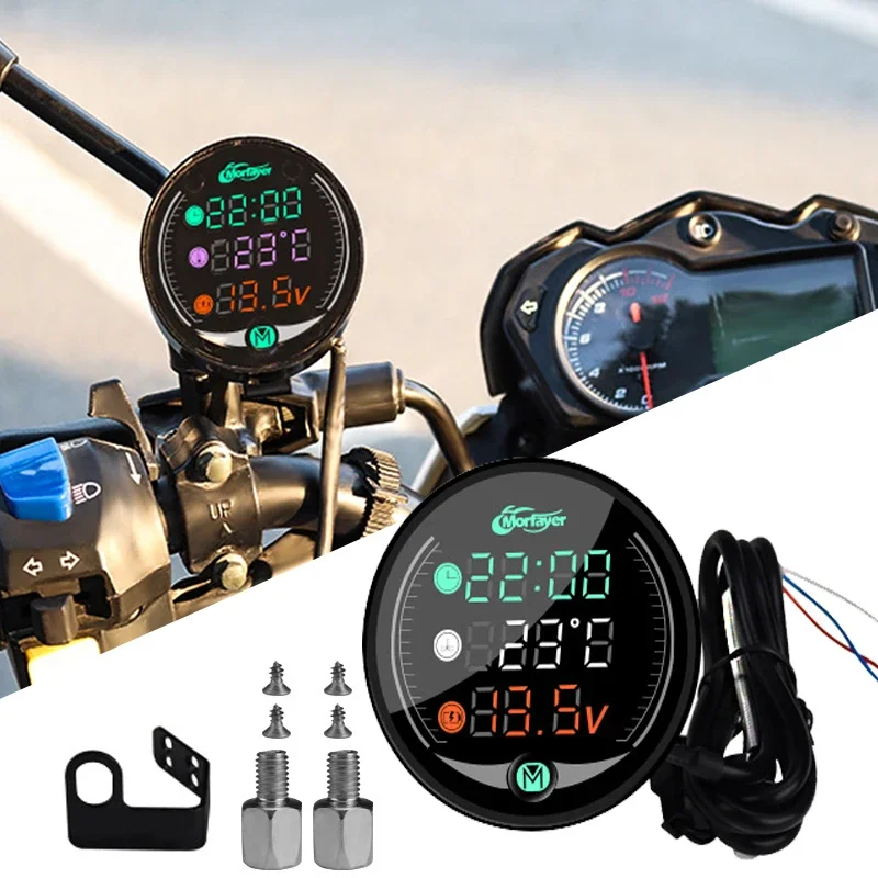 

Waterproof 5 in 1 Motorcycle Water Temperature Meter USB Rechargable Time Voltmeter LED Night Vision Meter Moto Equipments Parts