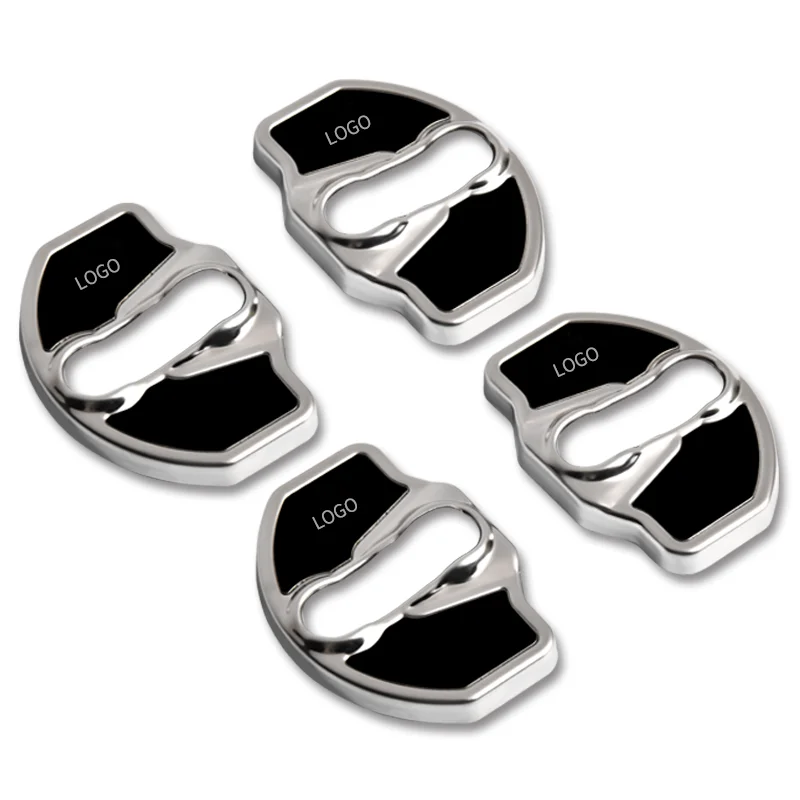 

4pcs Auto Accessories Door Lock Cover for Tesla Model 3 Anti-rust Stainless Steel Buckle Protective Cover Emblem Case