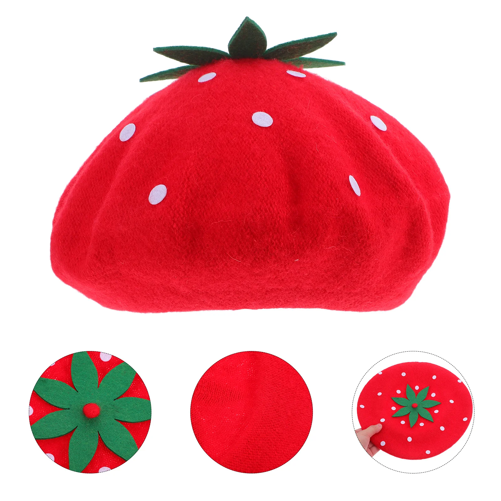 

1pcs Strawberry Beret Hat Kawaii Fruit Party Headdress Cute Cosplay Accessory For Women Birthday Halloween Event Novelty