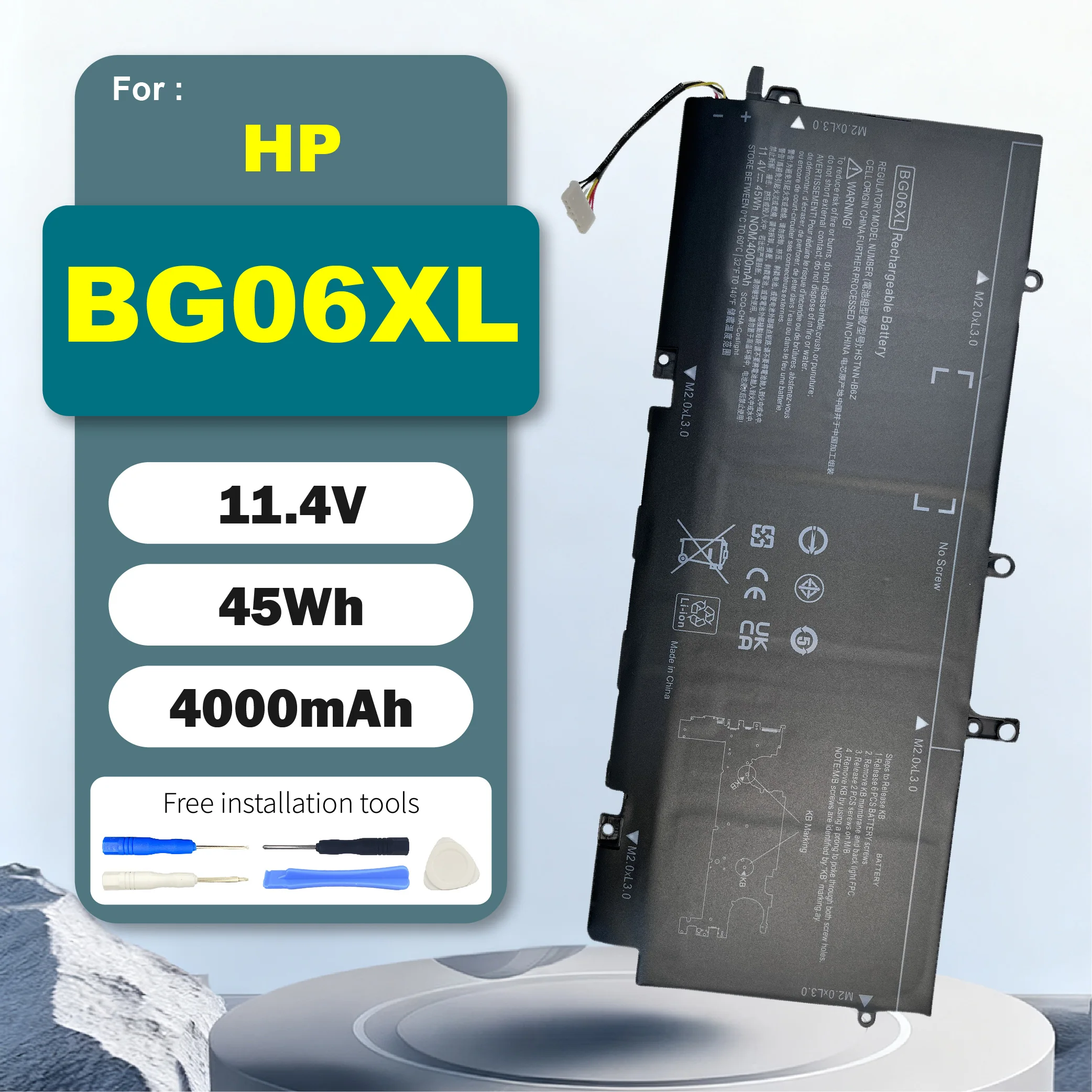 BG06XL 45WH Laptop Battery Replacement for HP EliteBook Folio 1040 G3 804175-181 804175-1B1 804175-1C1 805096-001  HSTNN-IB6Z