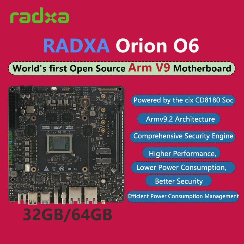 

Radxa Orion O6 mini-ITX motherboard Cix P1 12-core Armv9 SoC with a 30 TOPS AI accelerator