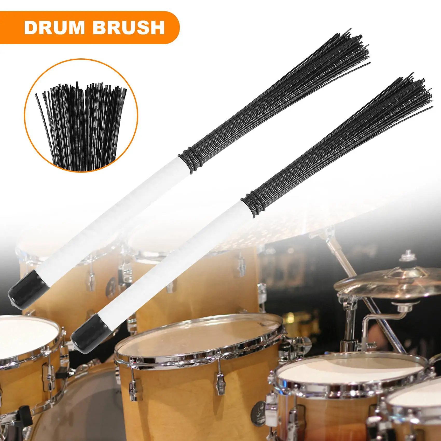 2Pcs Cajon Brush Telescoping Drum Brushes Nylon Sticks Percussion for Jazz Stick Drum Musical