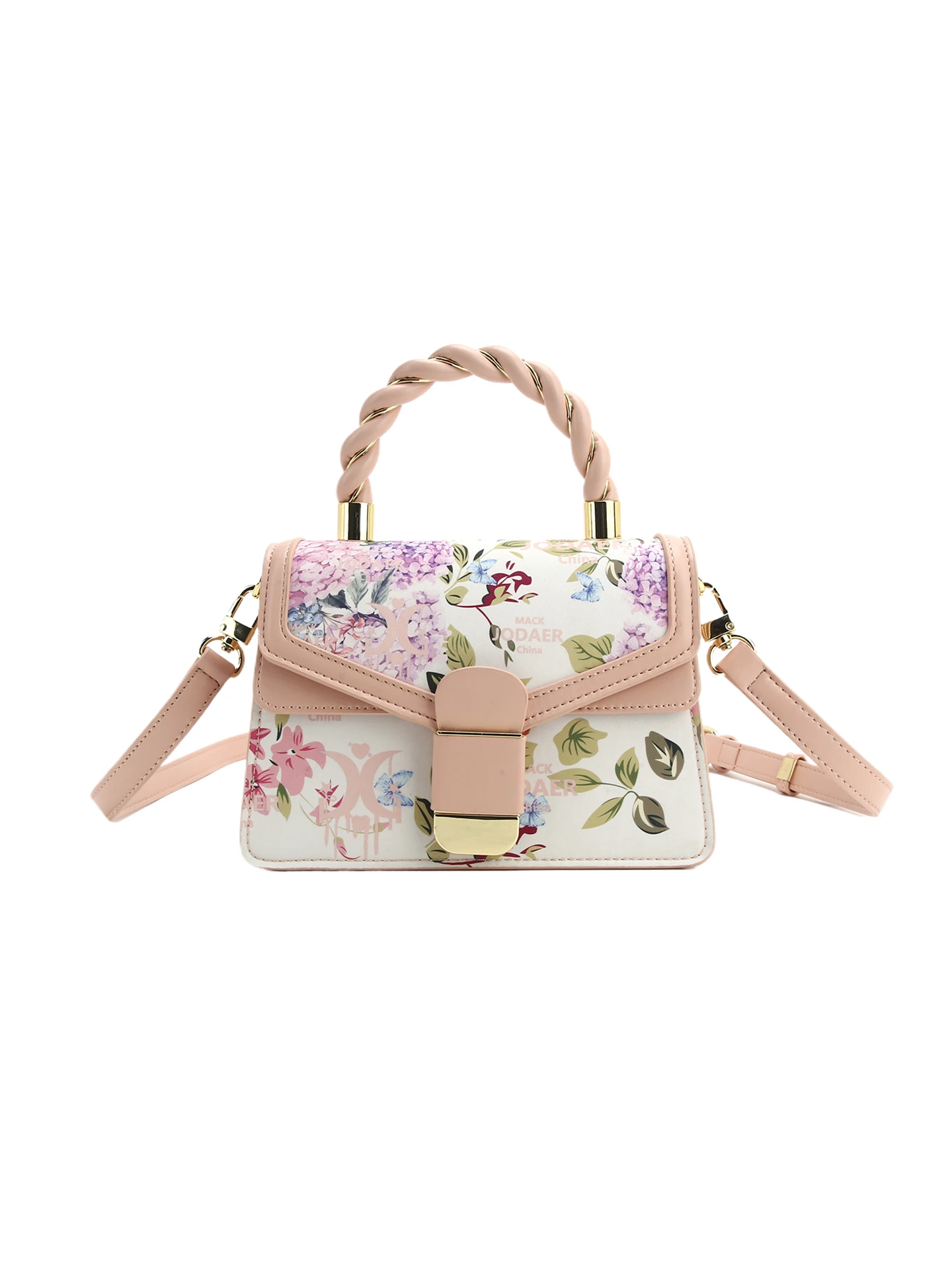 2025 New Fashion and Elegant Knitting Handheld Bag with Colorful Flower Printing Women's Luxury and Popular Shoulder Square Bag