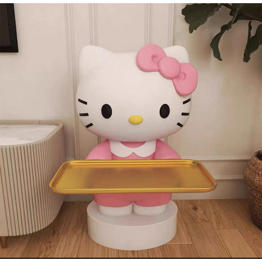 

Cartoon Kawaii Hello Kitty Floor Ornaments Coffee Table Sofa Side Children's Bedside Table Housewarming Gifts Decoration Modern