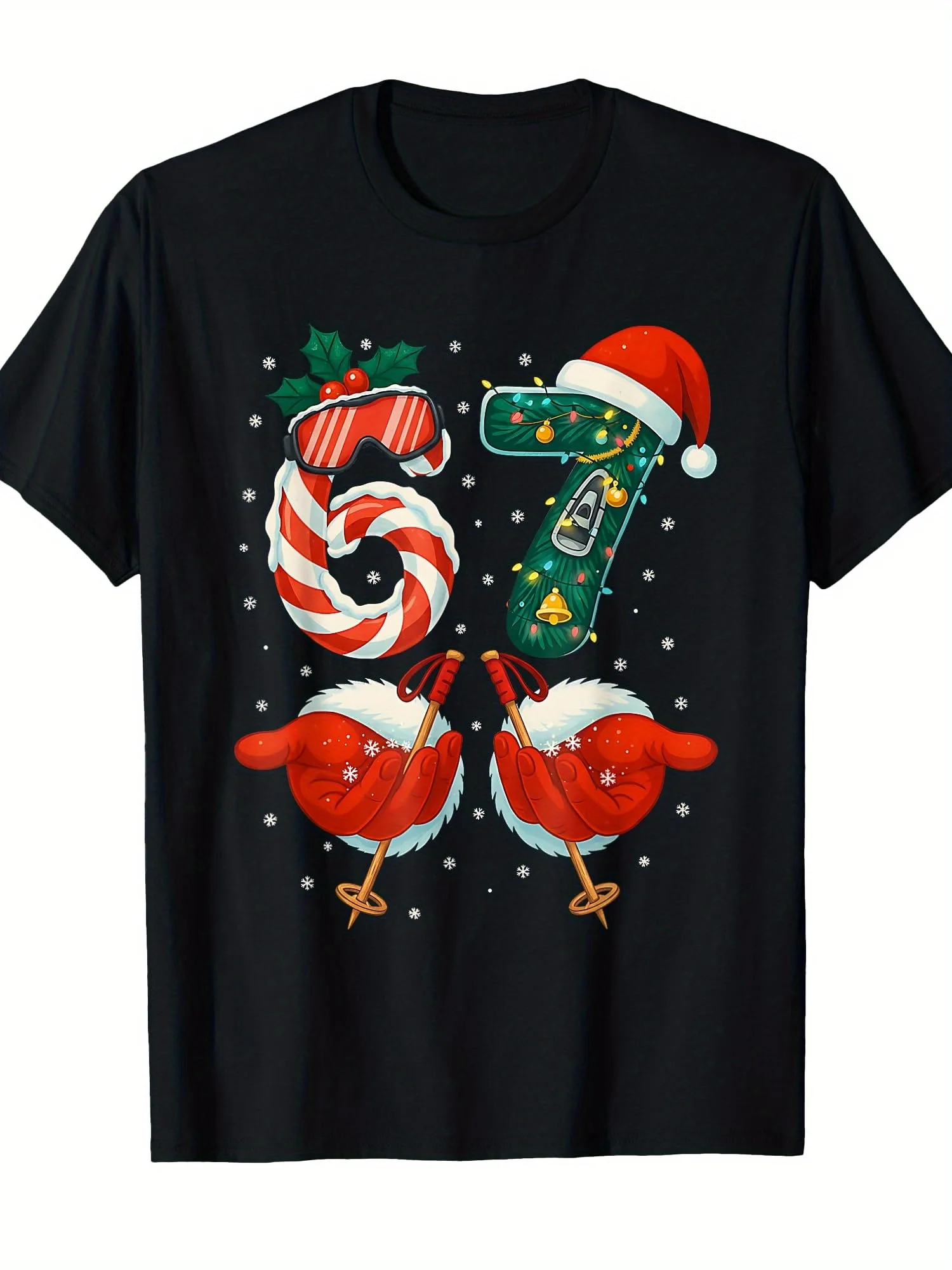 جديد 67 ستة سبعة الأيدي الخضراء عيد الميلاد قميص الرجال 100% القطن قميص Y2k الجرافيك بلايز Harajuku نمط موضة هاواي التي شيرت