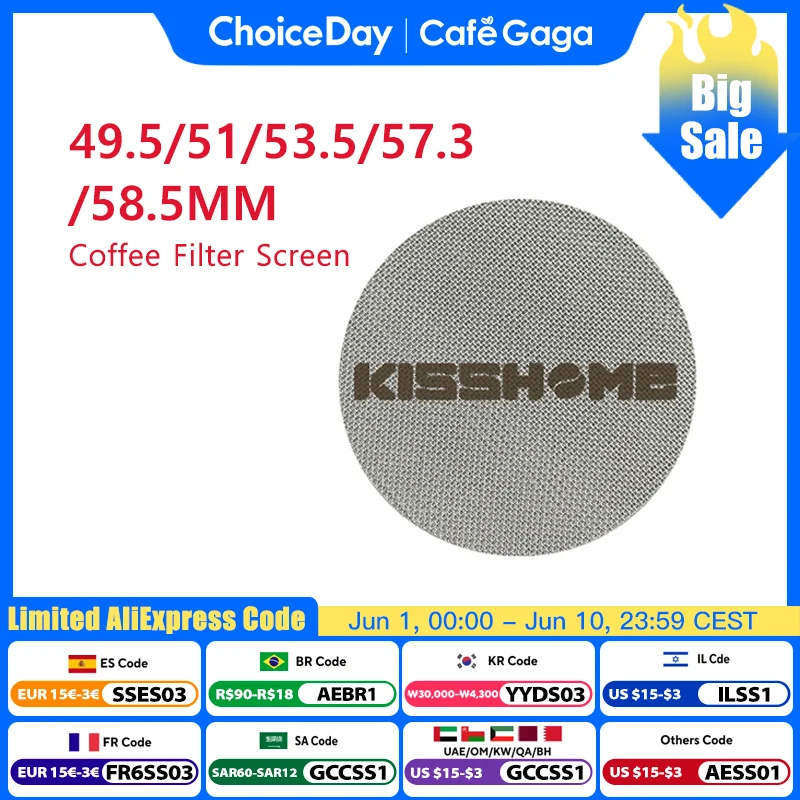 

KISSHOME Espresso Puck Screen 51mm 53.5mm 58.5mm 57.3mm Filter Mesh Portafilter Barista Tools Coffee Machine Accessories