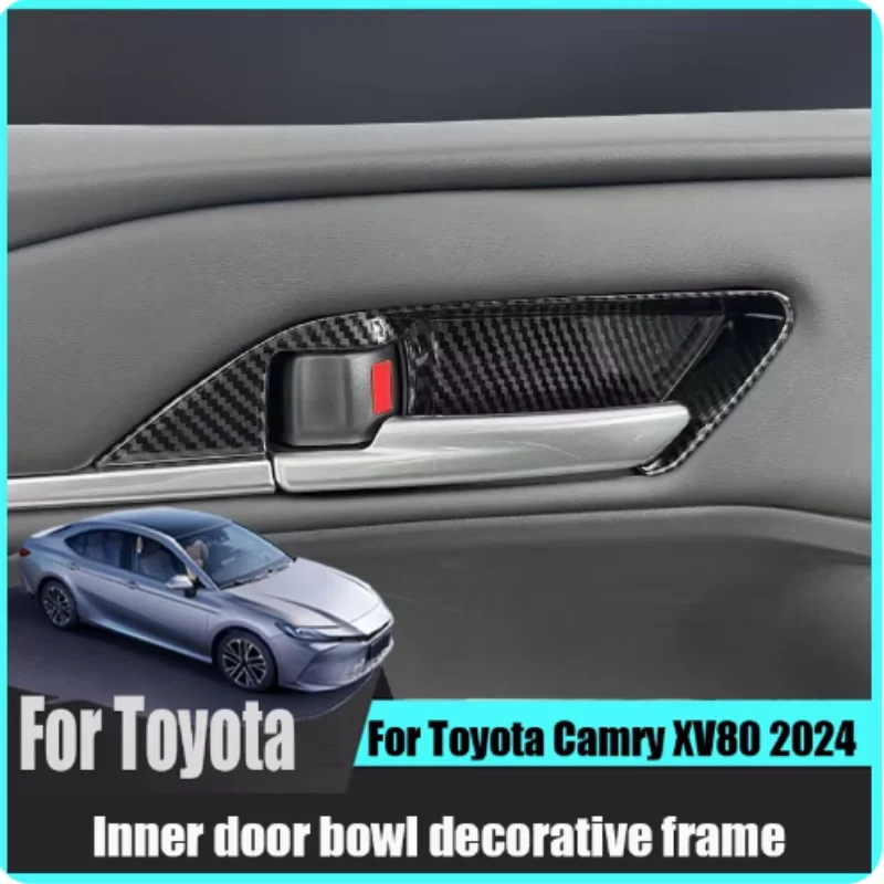 

For Toyota Camry 2024 2025 Carbon Fiber Car Inside Inner Door Handle Bowl Cover Trim Decoration Interior Mouldings Accessori
