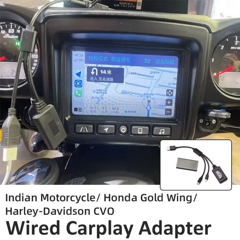 

Road Faith For 2019-up Harley 117 CVO Road Glide Indian Honda Gold Wing Wired Carplay Adapter Auto Paired Bluetooth CarPlay