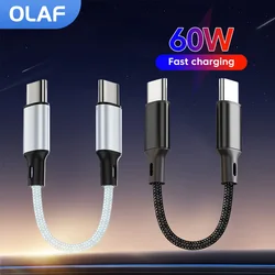 60W 30CM Short Cable Type C To Type C Data Cable Fast Charging For iPhone 16 15 Sumsung Power Bank 25CM USB To USB C/Micro Cable