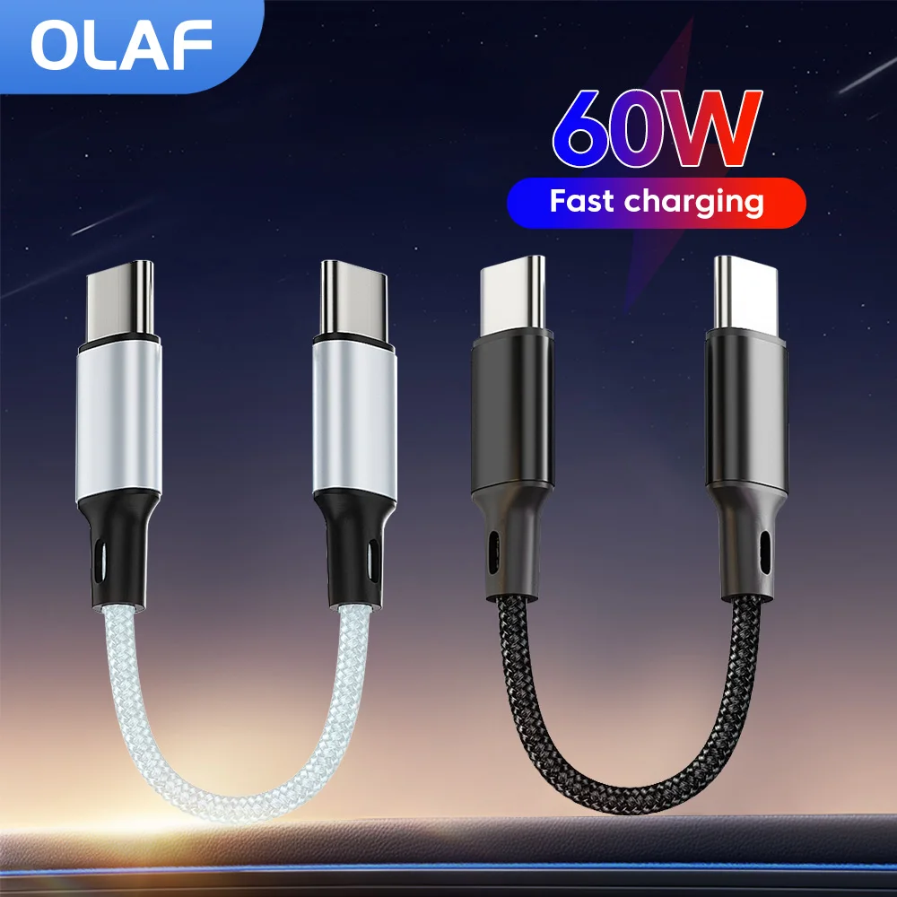 60W 30CM Short Cable Type C To Type C Data Cable Fast Charging For iPhone 16 15 Sumsung Power Bank 25CM USB To USB C/Micro Cable