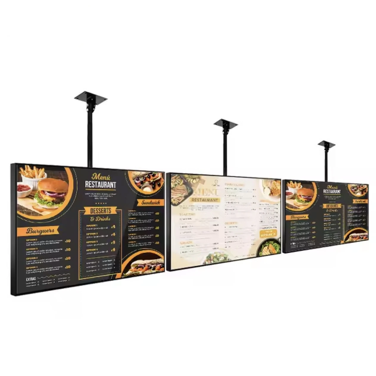 43 Inch Super Slim Bezel Digital Menu Display Board Roof Ceiling Hanging LCD Advertising TV Screen For Restaurant Shopping Mall