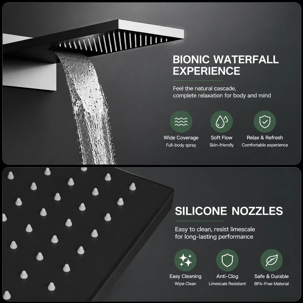 Intelligent Constant Temp Digital Display Brass Shower System Luxury Black Wall Mounted Hidden Bathroom Faucet Mixer Tap Set