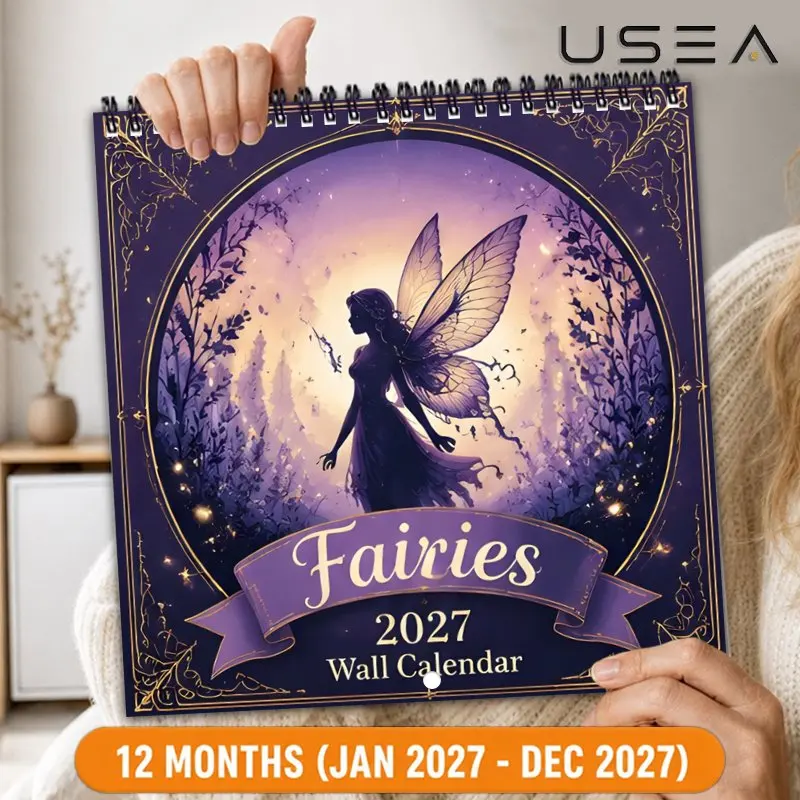 2027 Fairies Wall Calendar, Yearly Organizer,US Federal Holidays & Moon Phases, Aesthetic Decor, Gift for Mom Women Teachers