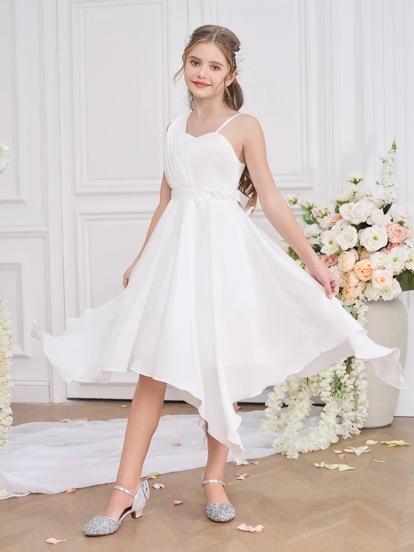 Elegant Irregular White Baptismal Party Girl Dress Fashion Bridesmaid  Wedding Princess Dress Kids Birthday Graduation Prrom Gown - AliExpress 1501