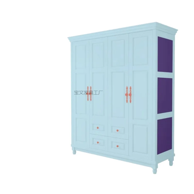 

American wardrobe solid wood home bedroom French retro white