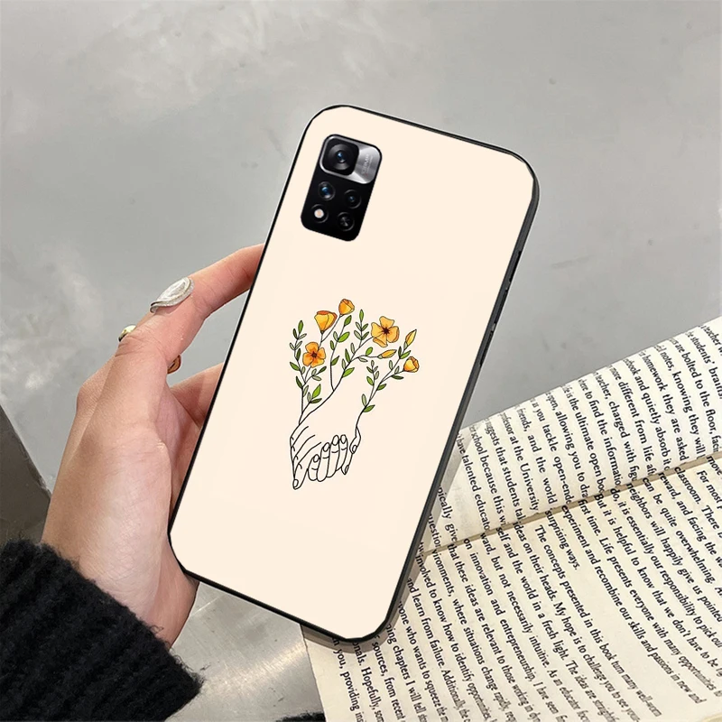 Phone Case For Xiaomi Redmi Note 13 12Pro 11 11S 11T Pro 10 9Pro Note10S Redmi 10 9 10C 9C  Art Aesthetic Flower Case