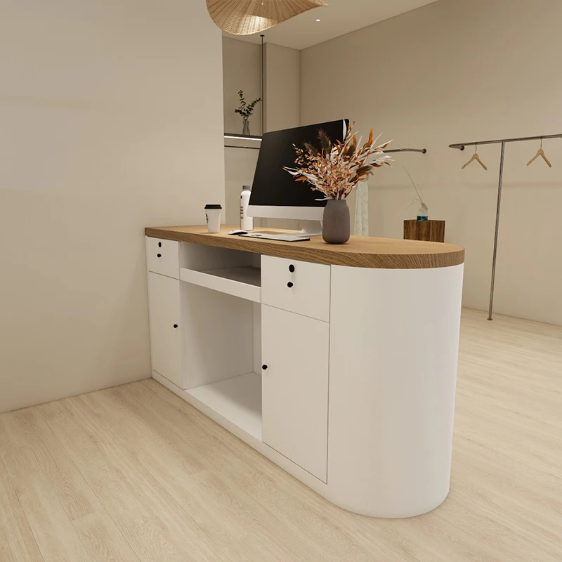 customized Unique Reception Desk Modern Nordic Design Elegant Reception Desks Space Saving Recepcion Mostrador Office Furniture